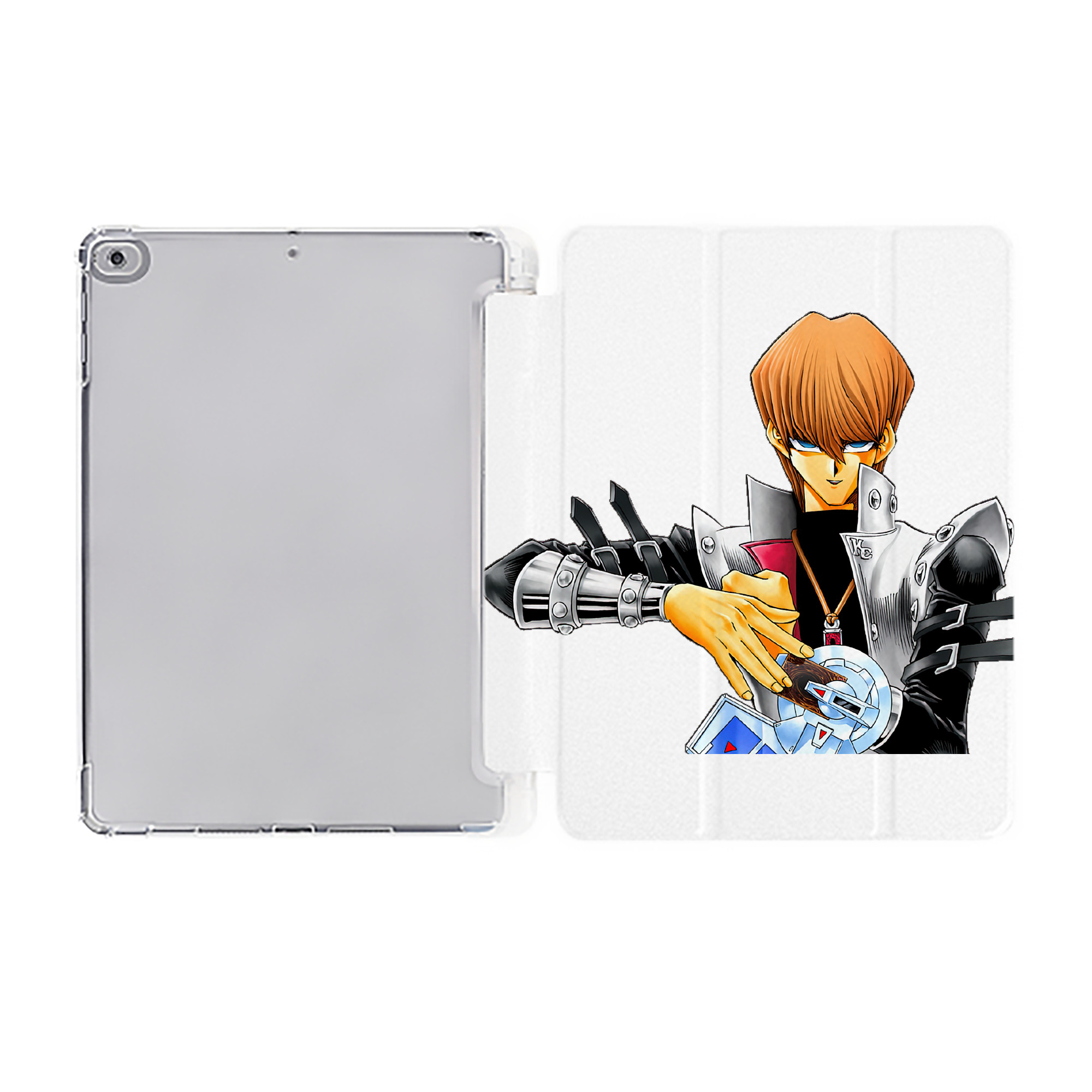 （画像用） 遊☆戯☆王 Yu-Gi-Oh! IPad ケース ペン収納付き 三つ折りスタンド PUレザー×シリコン 対応機種9.5/10.5/10.9インチ